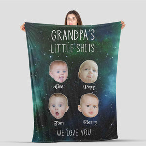 Personalized Funny Grandpa's Little Shits Grandpa Fleece/Sherpa Blanket - GreatestCustom