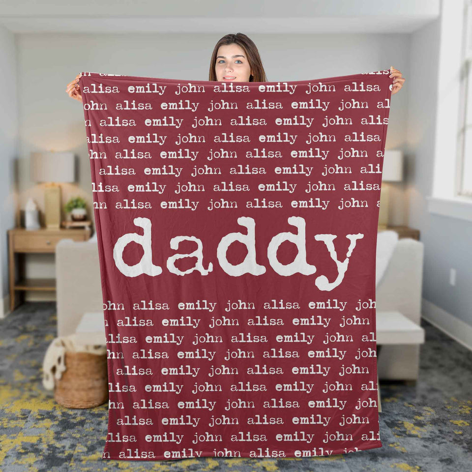 Personalized Blanket for Dad, Dad & Kids Name, Gift for Dad Fleece/Sherpa Blanket