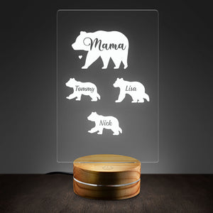Mama Bear Night Light Gift For Mom From Daughter Son Personalized Plaque LED Lamp Night Light