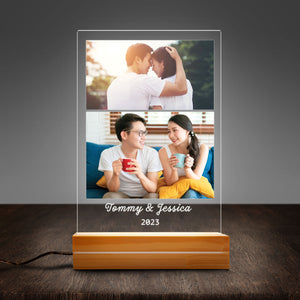 Custom Photo Collage LED Night Light Gift For Her or Him Personalized Acrylic Plaque LED Lamp Night Light