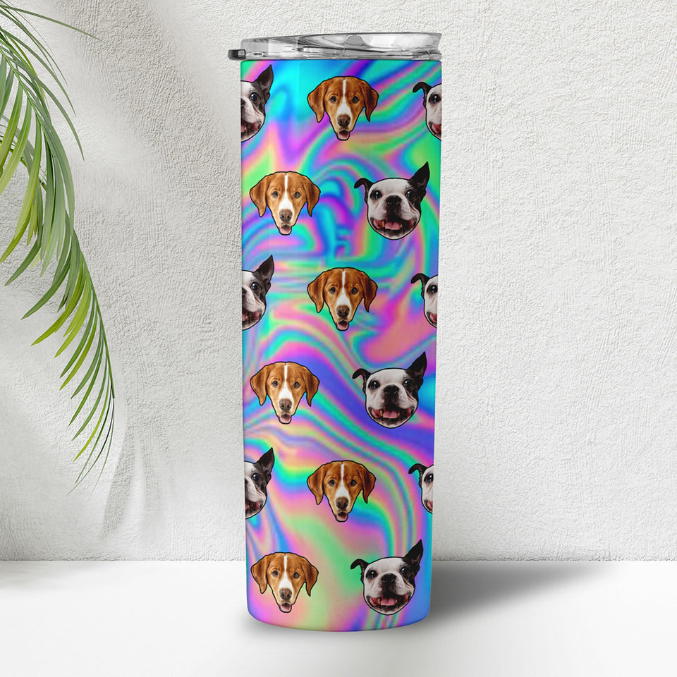 Custom Pet Dog Cat Photo Psychedelic Trippy Skinny Tumbler