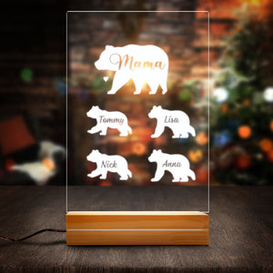 Mama Bear Night Light Gift For Mom From Daughter Son Personalized Plaque LED Lamp Night Light