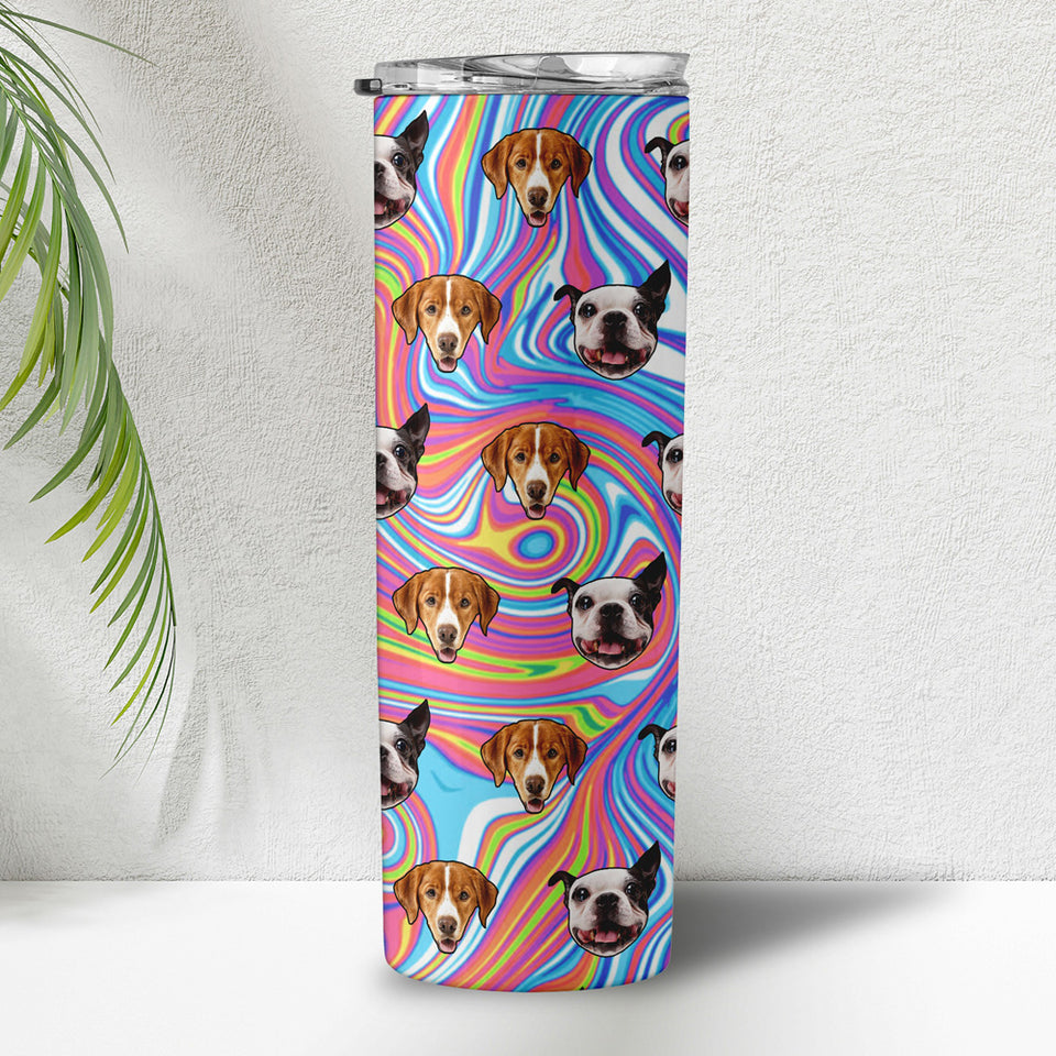 Custom Pet Dog Cat Photo Psychedelic Trippy Skinny Tumbler