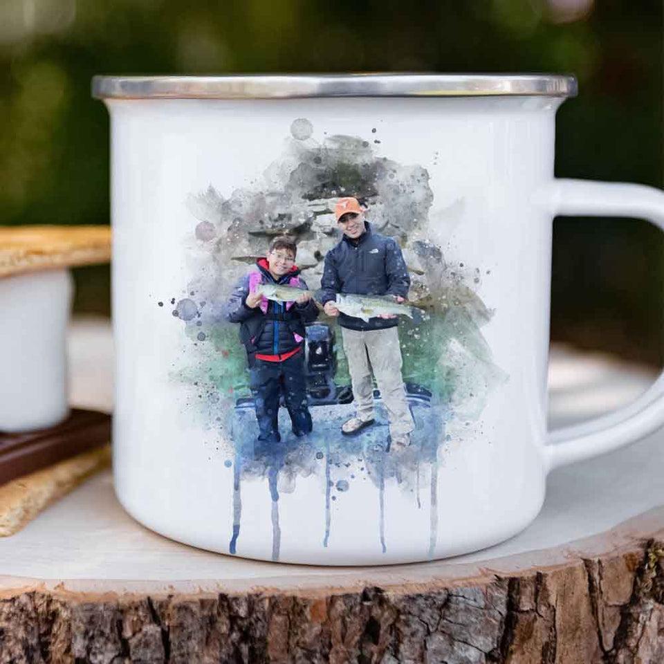 Personalized Fishing Camp Mug, Fishing Camping Mug for Dad, Fishing Mug