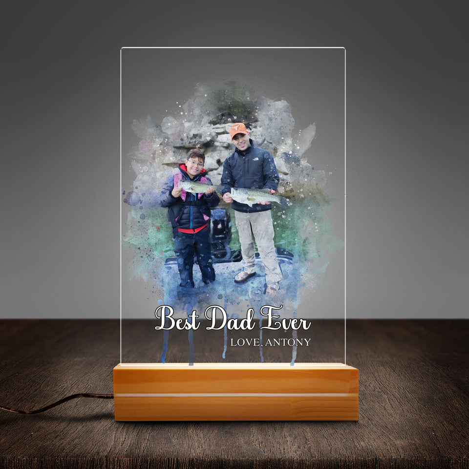 Watercolor Dad Photo Night Light Father's Day Gift for Dad Personalize –  Greatest Custom