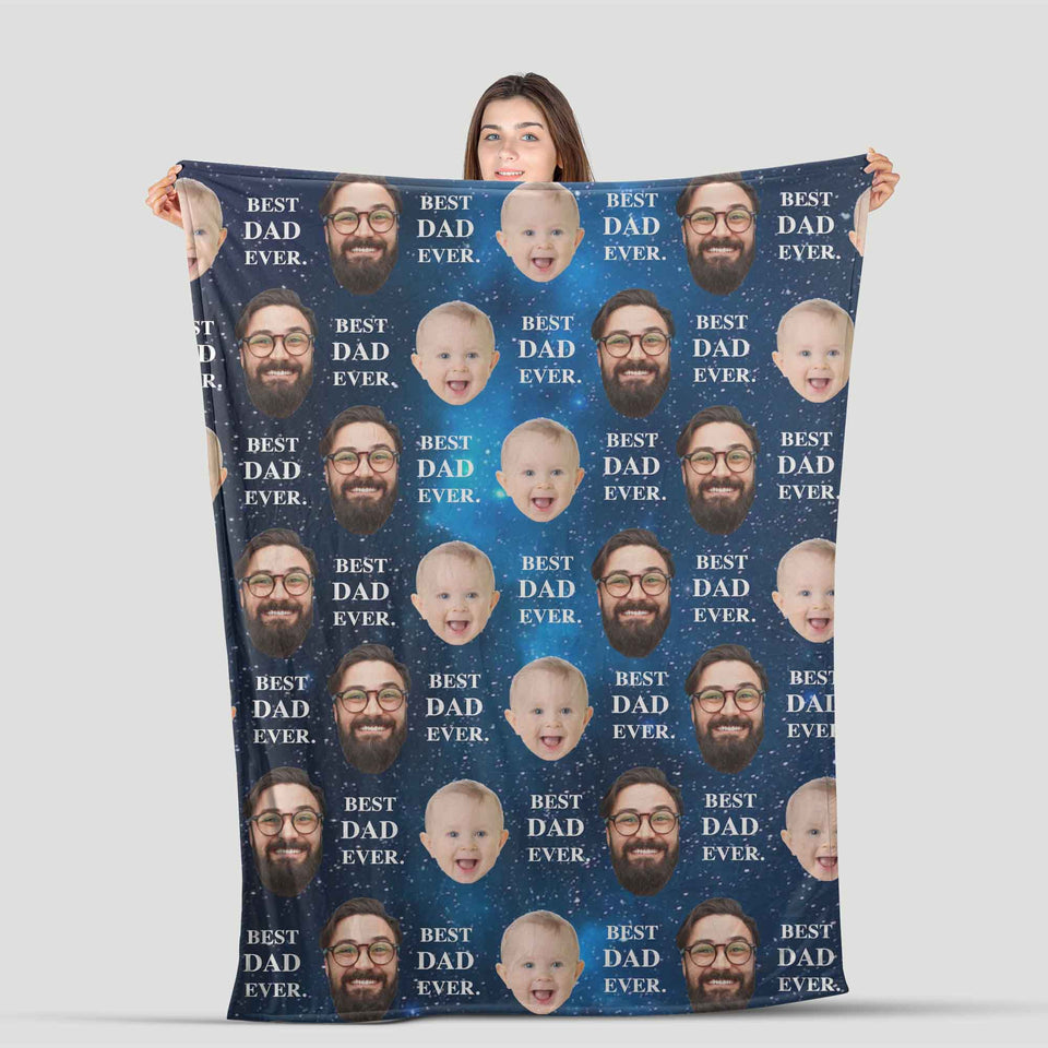 Father's Day Blanket, Personalized Blanket for Dad, Best Dad Ever Galaxy Blanket