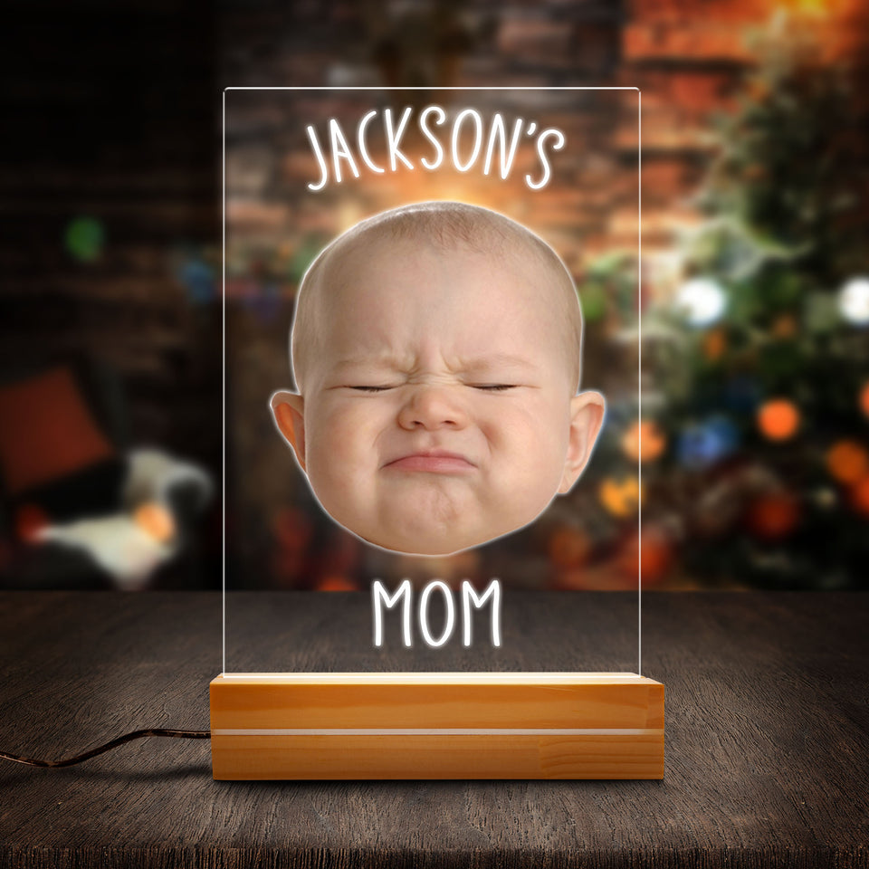 Custom Baby Face Light Gift for Mom Lamp Night Light Gift For Mom Personalized Acrylic Plaque LED Lamp Night Light