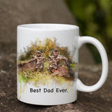 Personalized Hunting Mug for Dad, Watercolor Portrait Hunting Photo on Mug, Gift for Dad Mug