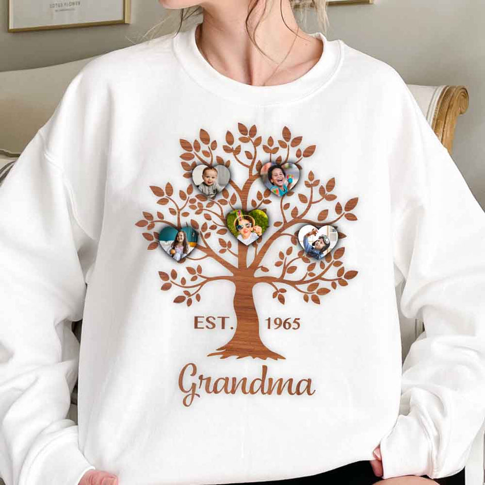Grandma Hoodie with Grandkids Names Heart Tree Custom Grandma Sweatshirts
