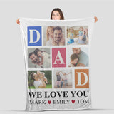 Personalized Photo Blanket For Dad, Father's Day Blanket for Dad, Gift for Dad Blanket