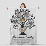 Family Heart Tree With Custom Children Grandchildren Photo Personalized Blanket, Gift for Parents Grandparents