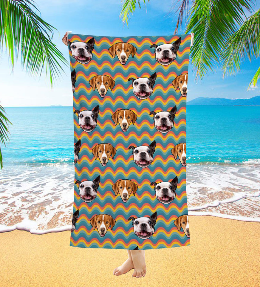Personalized Pet Dog Cat Retro Beach Towel - GreatestCustom