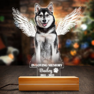 Custom Dog Memorial Passing Gift Pet Loss Gift In Loving Memory With Wings Personalized Acrylic Plaque LED Lamp Night Light