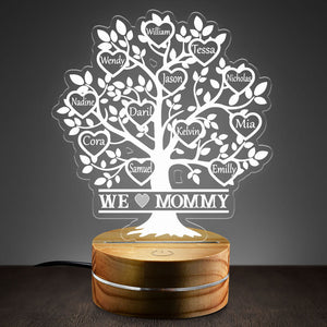 We Love Mommy Gift for Mom Tree Of Life Personalized Tree Of Life Acrylic Plaque LED Lamp Night Light