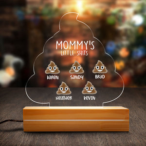Funny Mommy Little Shits Mother's Day Gift for Mom Personalized Acrylic Plaque LED Lamp Night Light