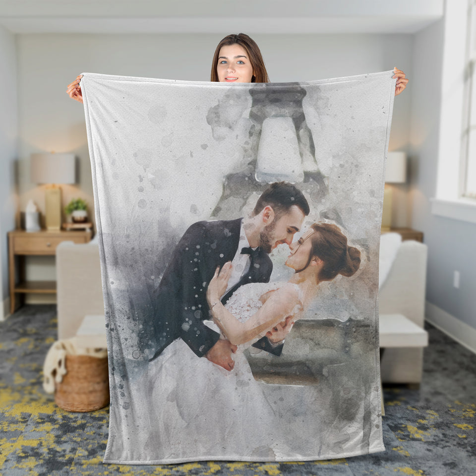 Personalized Best Wife Ever Watercolor Fleece/Sherpa Blanket, Gift for Wife Blanket