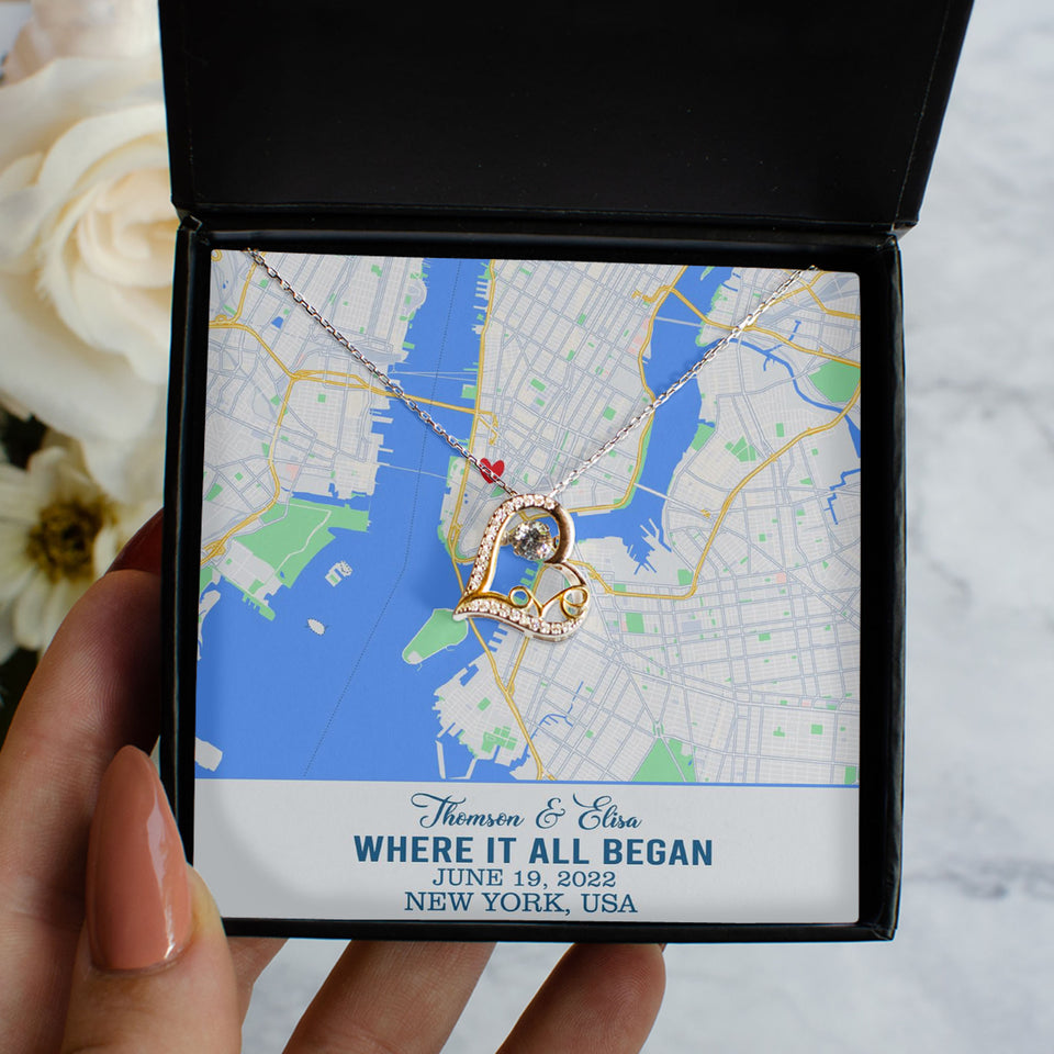 Personalized Where It All Began Anniversary Maps Necklace, Anniversary Gift Necklace - GreatestCustom