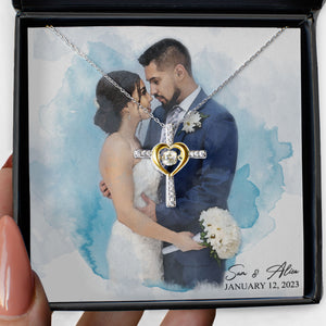 Custom Photo Wedding Necklace, Bride and Groom Necklace with Picture