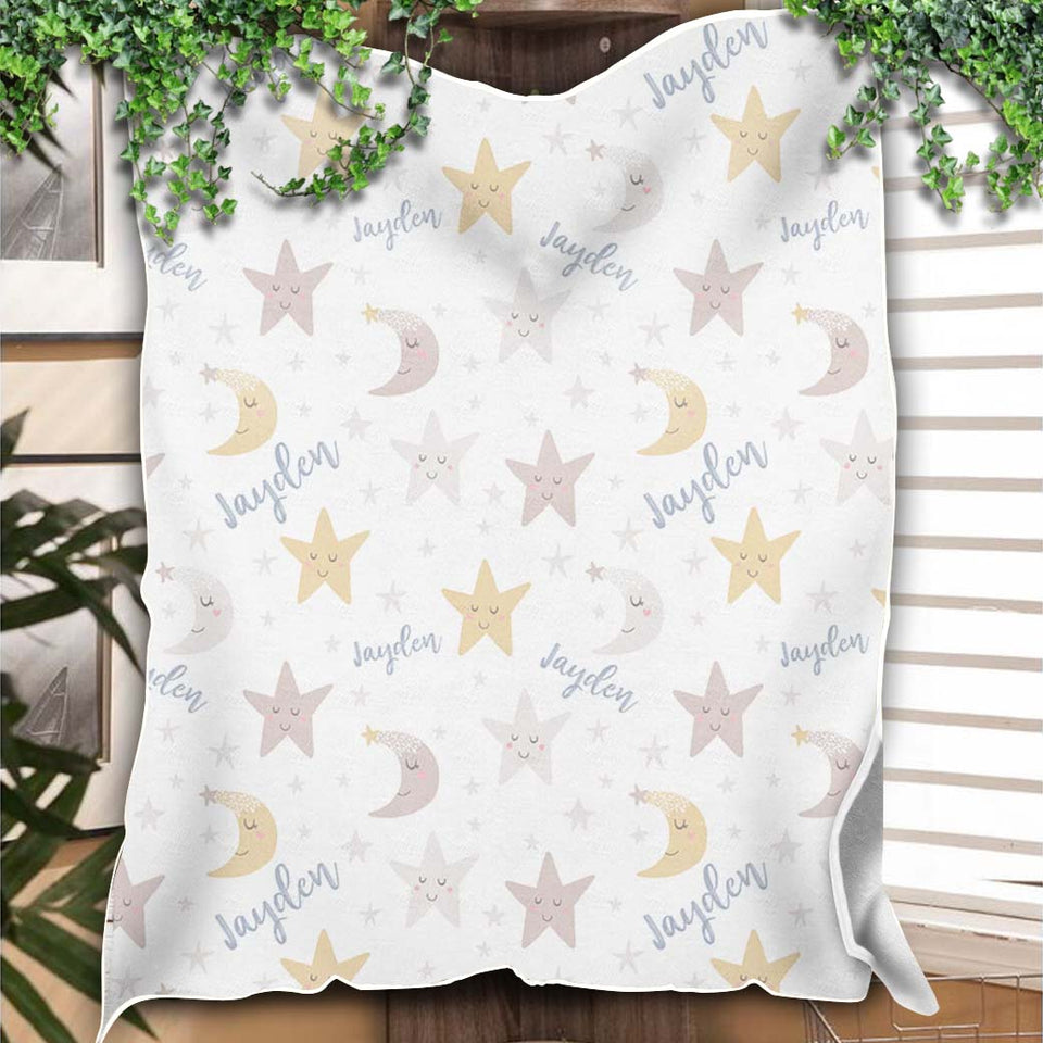 Personalized Stars and Moon Baby Blanket