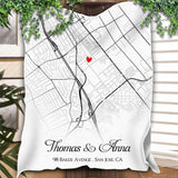 Personalized First Date Location Custom Street Map Blanket, Anniversary Gift for Him & Her