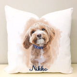 Personalized Watercolor Pet Dog Cat Portrait Pillow, Pet Photo Pillow - Greatestcustom
