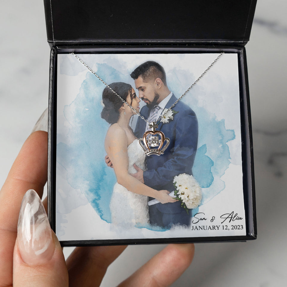 Custom Photo Wedding Necklace, Bride and Groom Necklace with Picture