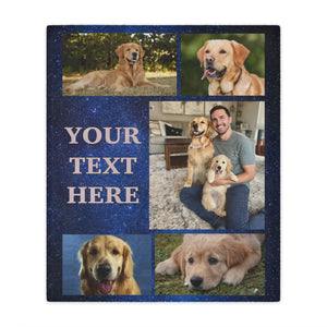 Customized Pet Collage Photo Blanket, Memorial Pet Fleece/Sherpa Blanket