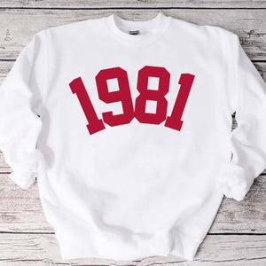 Custom Year 42nd Birthday Sweatshirt, 1981 Birthday Year Number Sweatshirt for Women - GreatestCustom