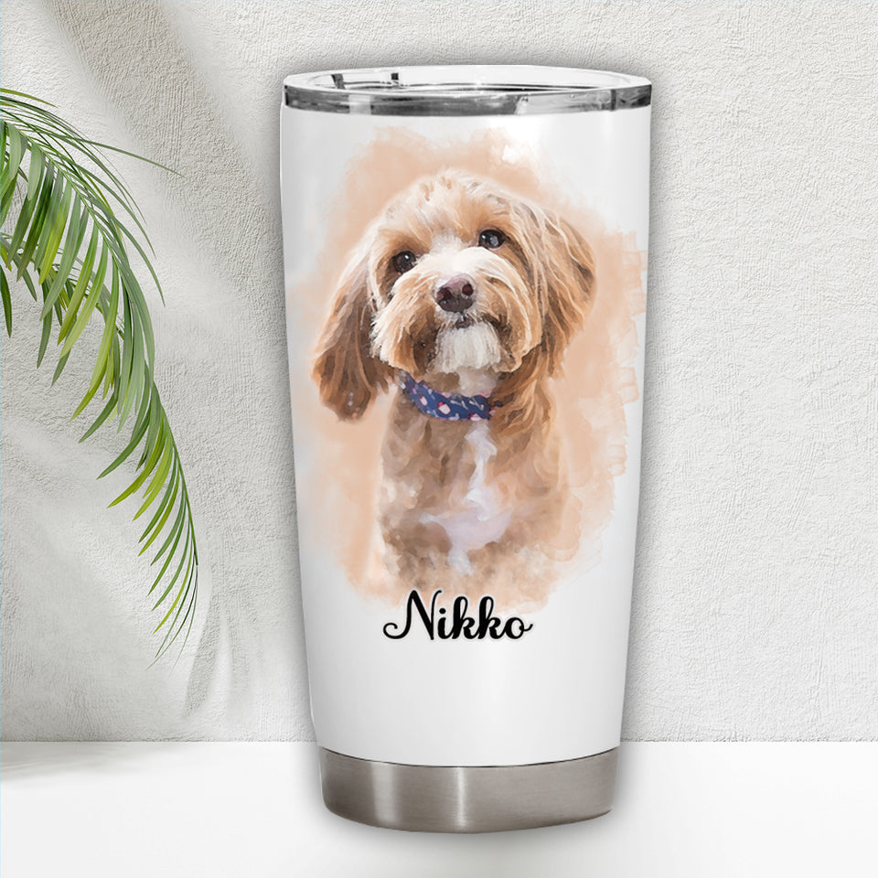 Personalized Pet Dog Cat Portrait Fat Tumbler, Pet Dog Cat Photo on Fat Tumbler - GreatestCustom