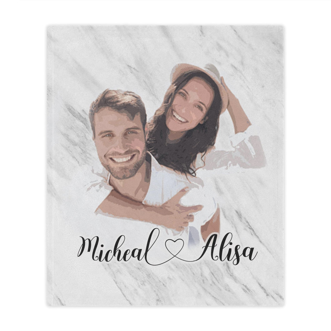 Personalized Couple Photo Valentine Blanket, Couple Photo on Blanket