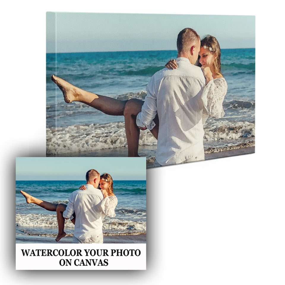 Personalized Watercolor Canvas with Picture, Canvas Prints with Your Photos - GreatestCustom