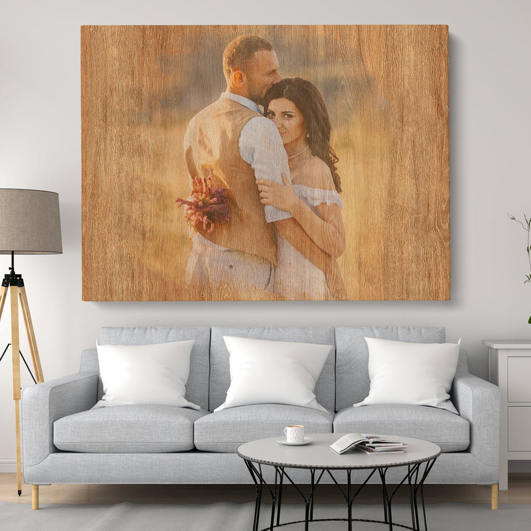 Personalized Wedding Couple Watercolor Painting, Anniversary Gift Couple Canvas Wall Art - GreatestCustom
