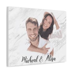 Personalized Couple Watercolors Portrait Canvas, Couples Painting Portraits Wall Art