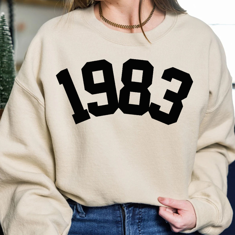 Custom Year 40th Birthday Sweatshirt, 1983 Birthday Year Number Sweatshirt for Women - GreatestCustom