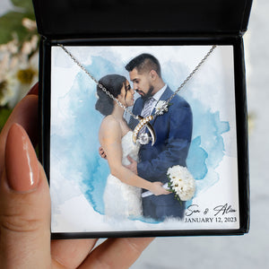 Custom Photo Wedding Necklace, Bride and Groom Necklace with Picture