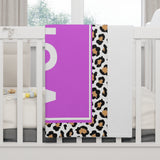 Personalized Leopard Baby Girl Blanket, Toddler Blanket, Baby Shower Gift - GreatestCustom