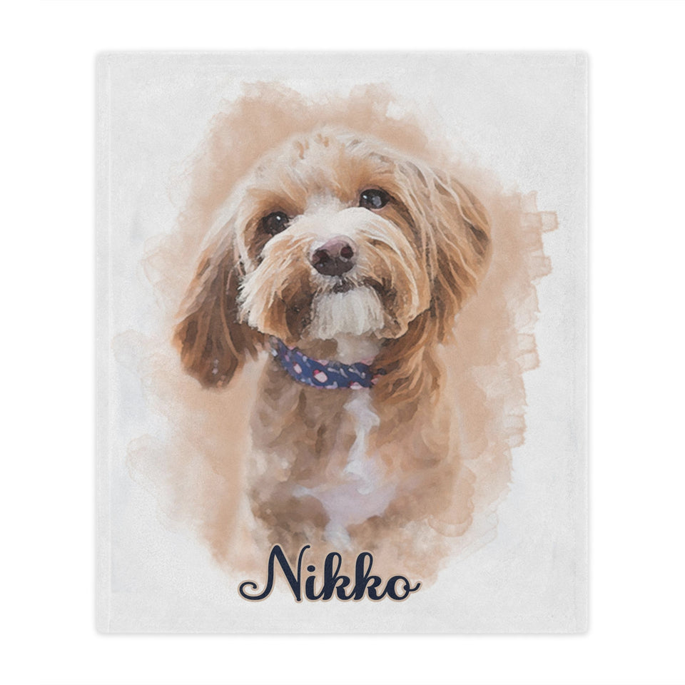 Personalized Pet Dog Cat Portrait on Blanket, Pet Dog Cat Blanket