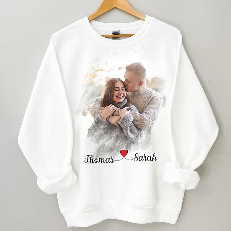 Personalized Photo Couple Valentine Hoodie, Couple Photo on Valentine Sweatshirt & Hoodie