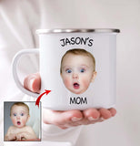 Personalized Child Photo Camp Mug, Baby Face Photo Camping Mug