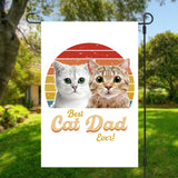 Best Cat Dad Ever House Flag, Personalized Cat Photo Vintage Retro Garden Flag - GreatestCustom
