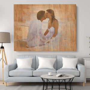 Personalized Wedding Couple Watercolor Painting, Anniversary Gift Couple Canvas Wall Art - GreatestCustom