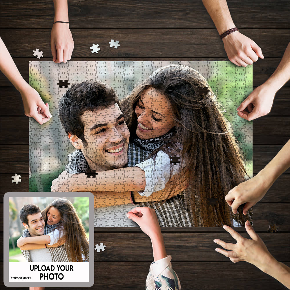 Personalized Your Couple Photo Puzzle, Puzzle From Your Couple Photo 252/500 Pieces - GreatestCustom