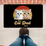 Best Cat Dad Ever Personalized Cat Photo Vintage Retro Doormat - GreatestCustom