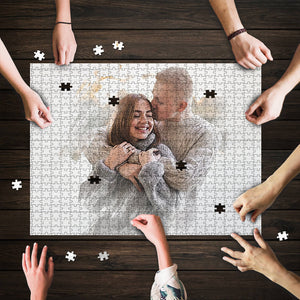 Personalized Watercolor Your Photo Puzzle, Make Your Own Puzzle 252/500 Pieces - GreatestCustom