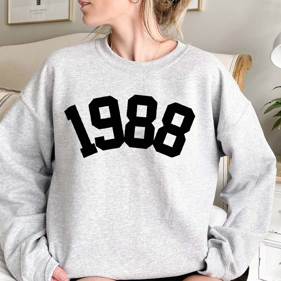 Custom Year 35th Birthday Sweatshirt, 1988 Birthday Year Number Sweatshirt for Women - GreatestCustom