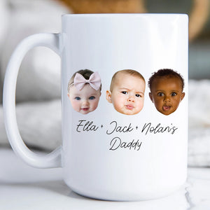 Three Baby Face Mug, Gift For Grandfather, Gift For Grandmother, Grandchild Custom Mug, Baby Face Gift, Baby Face