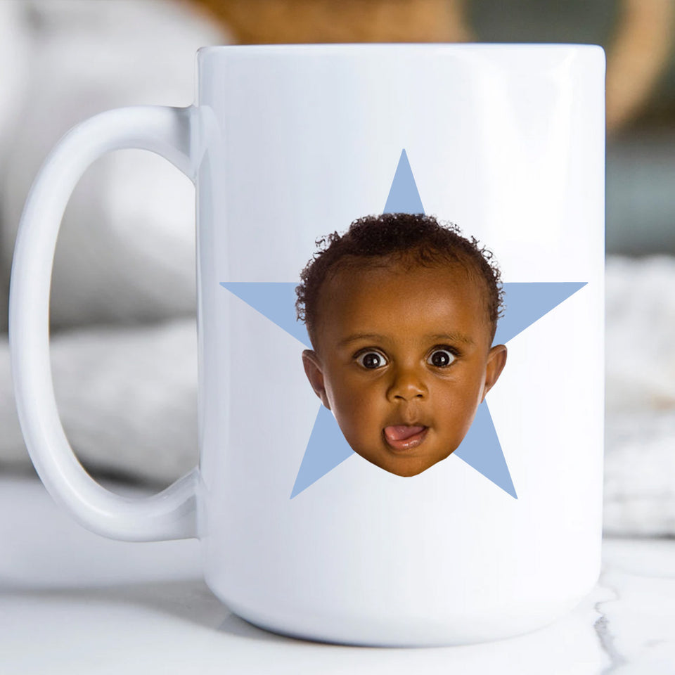 Face Star Mug, Baby Face Mug, Gift For Dad, Gift For Mom, Custom Photo Mug, Custom Face Mug, Star Face Mug, Personalized Face Mug