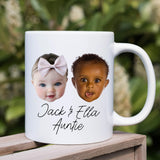 Two Baby Face Mug, Custom Baby Face Mug, Personalized Gift, Custom Mug, Gift for Auntie, Autie Gift, Cute Custom Mug, Photo Mug