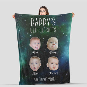 Personalized Funny Daddy's Little Shits Dad Fleece/Sherpa Blanket - GreatestCustom