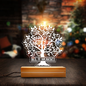 We Love Mommy Gift for Mom Tree Of Life Personalized Tree Of Life Acrylic Plaque LED Lamp Night Light